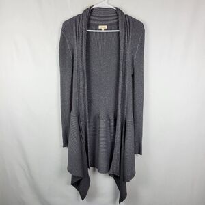 Ava Couture Sparkly Gray Knit LS Rayon Open Front Cardigan Women's Large